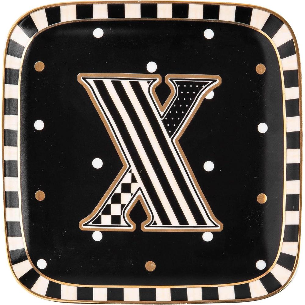 imageMACKENZIECHILDS Monogram Dish Decorative Ceramic Letter Plate 5 34quot Square AMonogram Dish  X
