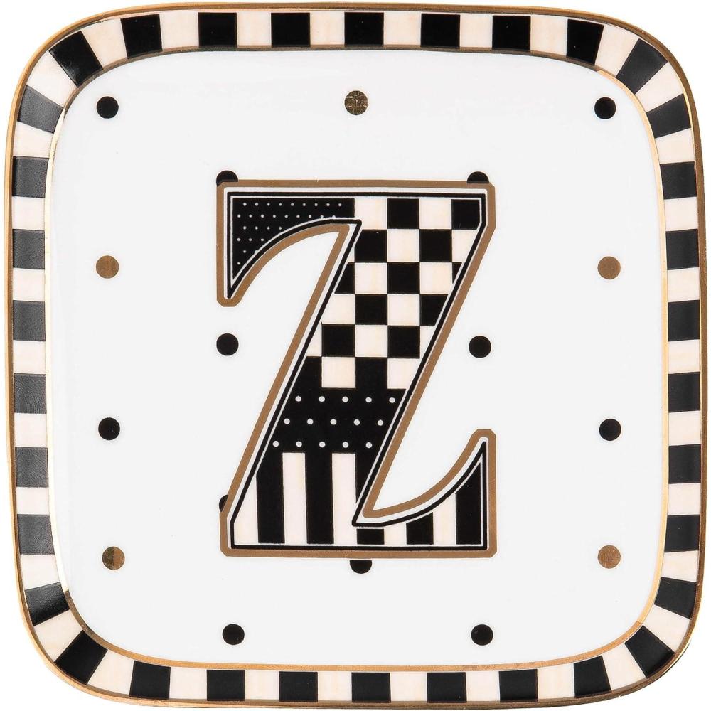imageMACKENZIECHILDS Monogram Dish Decorative Ceramic Letter Plate 5 34quot Square AMonogram Dish  Z