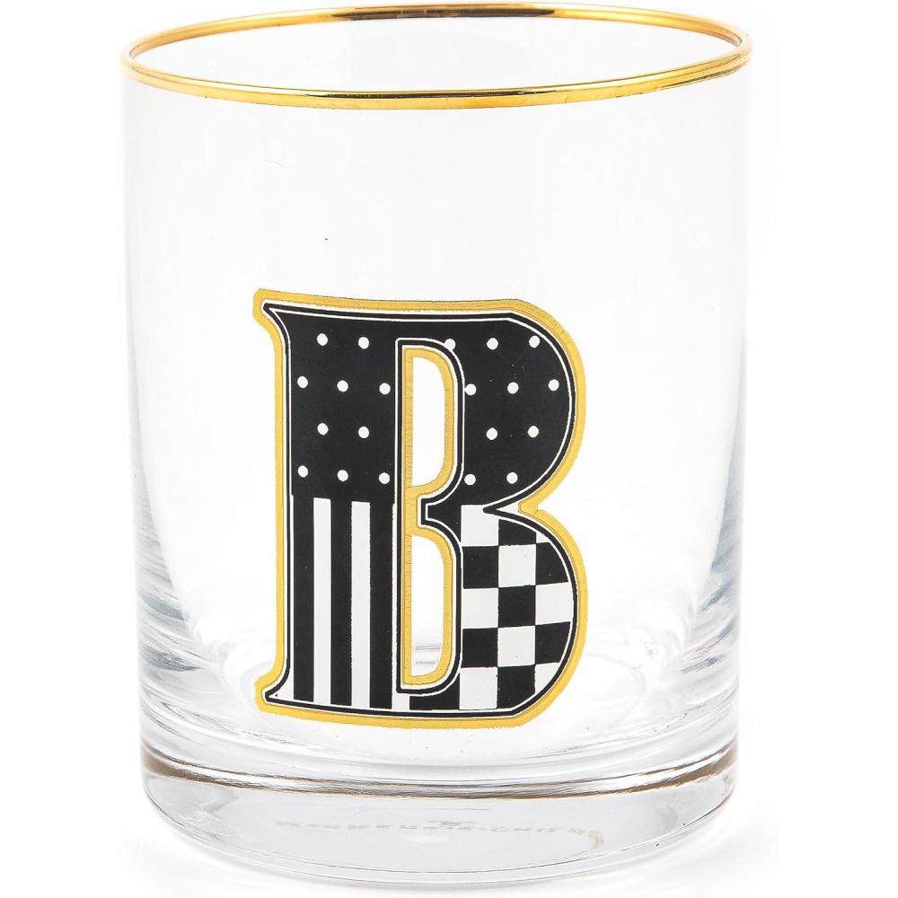 imageMACKENZIECHILDS Monogram Tumbler Glass Tumbler with Letter 14 Ounces JB