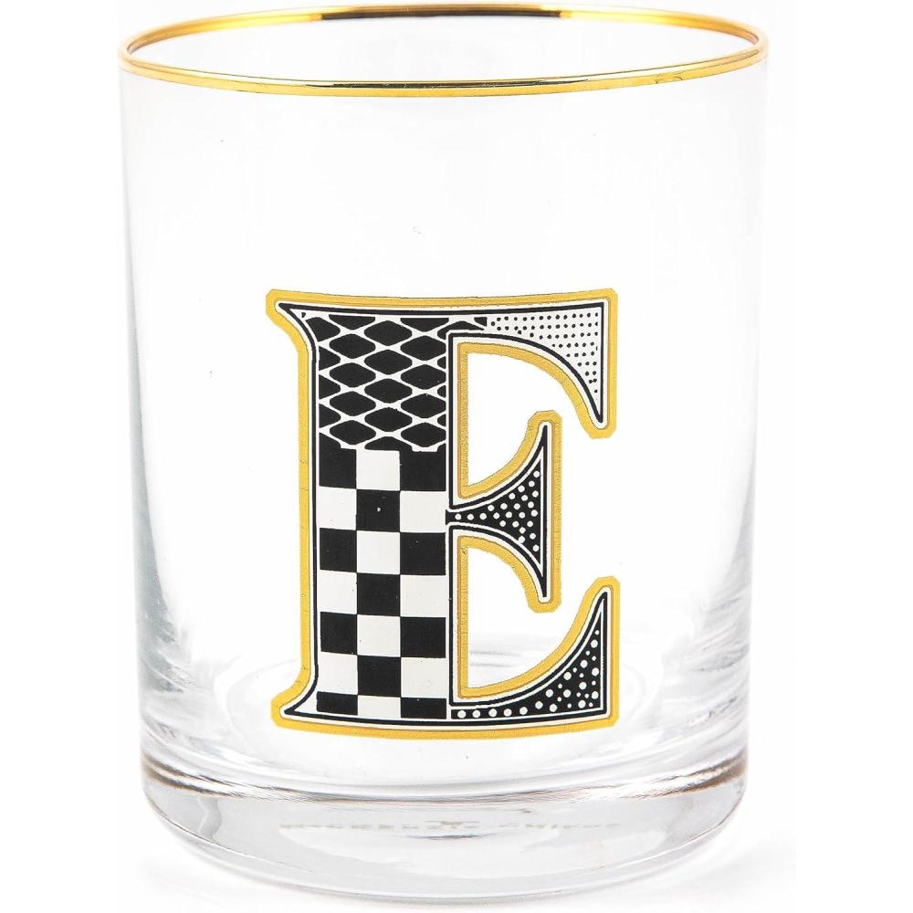 imageMACKENZIECHILDS Monogram Tumbler Glass Tumbler with Letter 14 Ounces JE