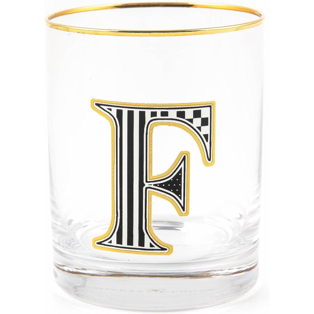 imageMACKENZIECHILDS Monogram Tumbler Glass Tumbler with Letter 14 Ounces JF