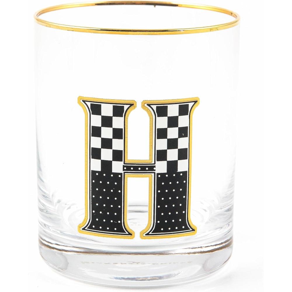 imageMACKENZIECHILDS Monogram Tumbler Glass Tumbler with Letter 14 Ounces JH