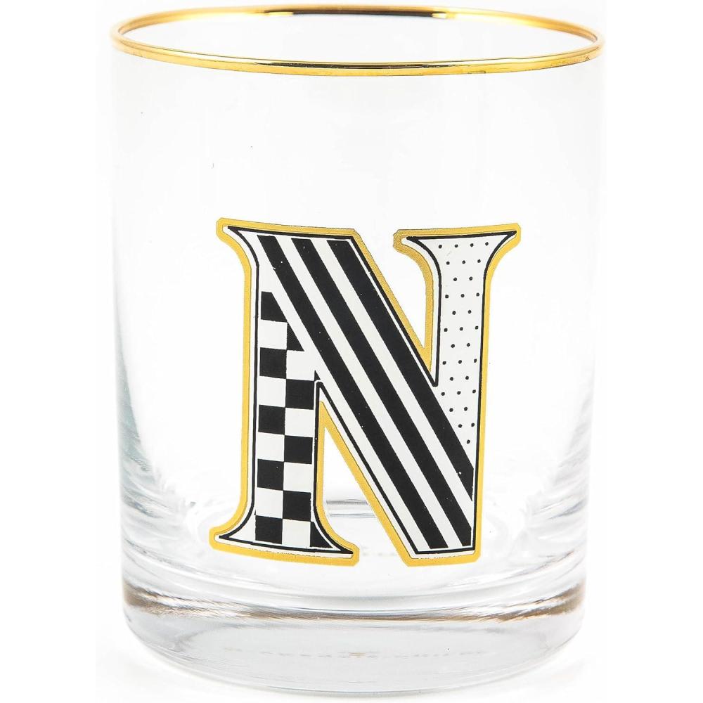 imageMACKENZIECHILDS Monogram Tumbler Glass Tumbler with Letter 14 Ounces JN