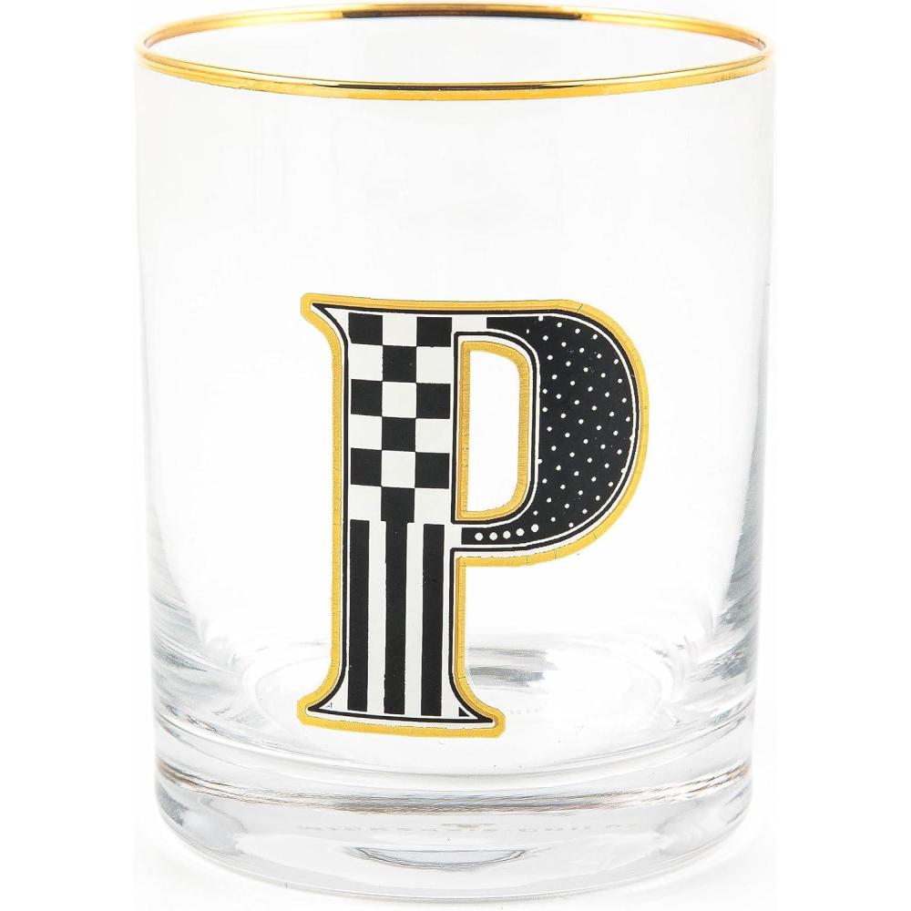 imageMACKENZIECHILDS Monogram Tumbler Glass Tumbler with Letter 14 Ounces JP