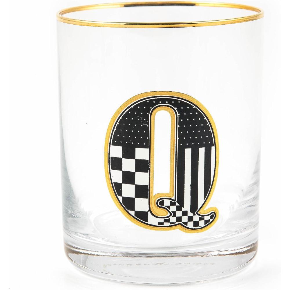 imageMACKENZIECHILDS Monogram Tumbler Glass Tumbler with Letter 14 Ounces JQ
