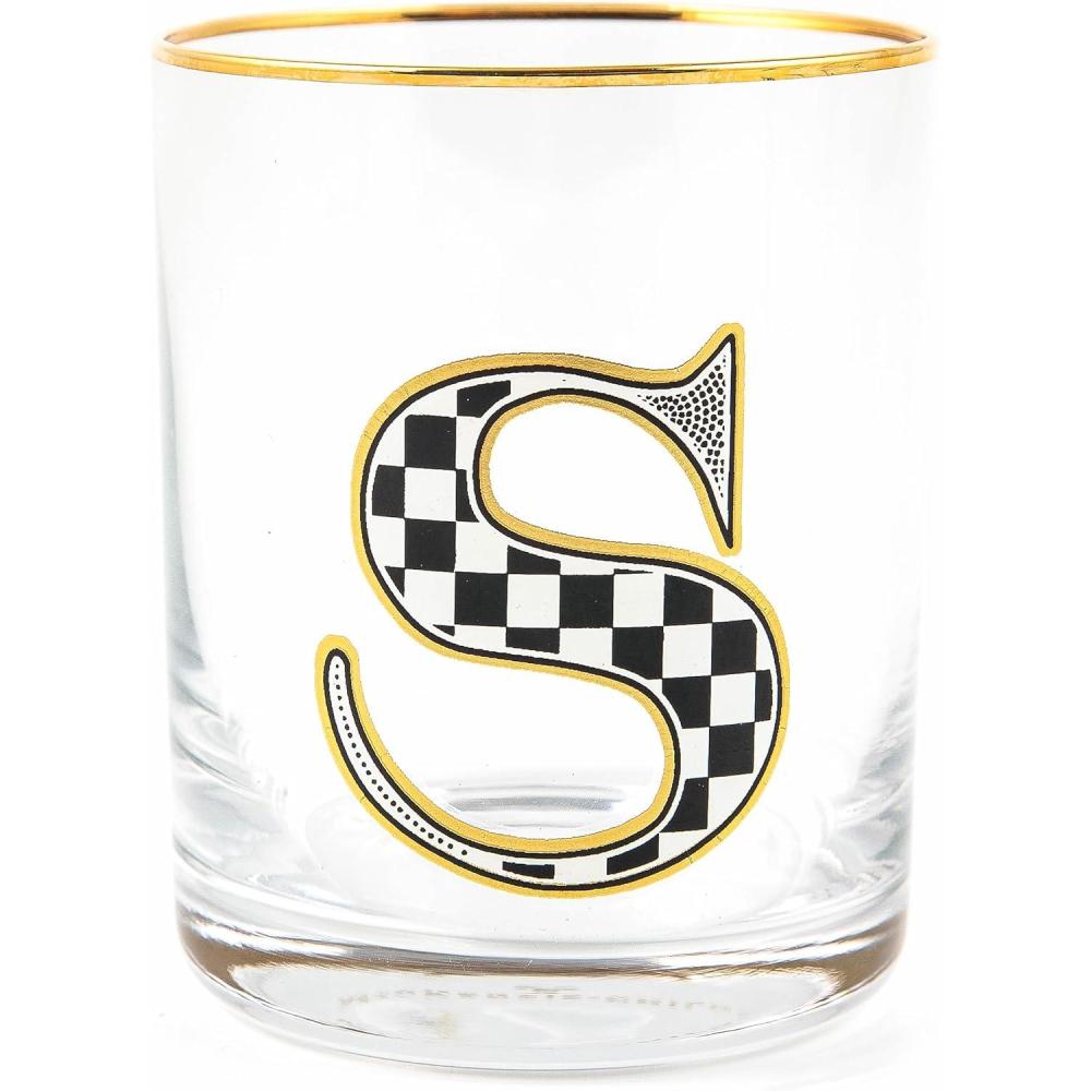 imageMACKENZIECHILDS Monogram Tumbler Glass Tumbler with Letter 14 Ounces JS