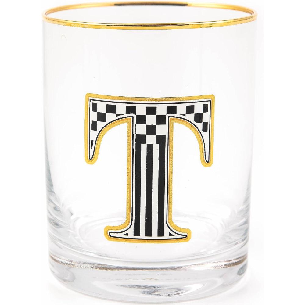 imageMACKENZIECHILDS Monogram Tumbler Glass Tumbler with Letter 14 Ounces JT