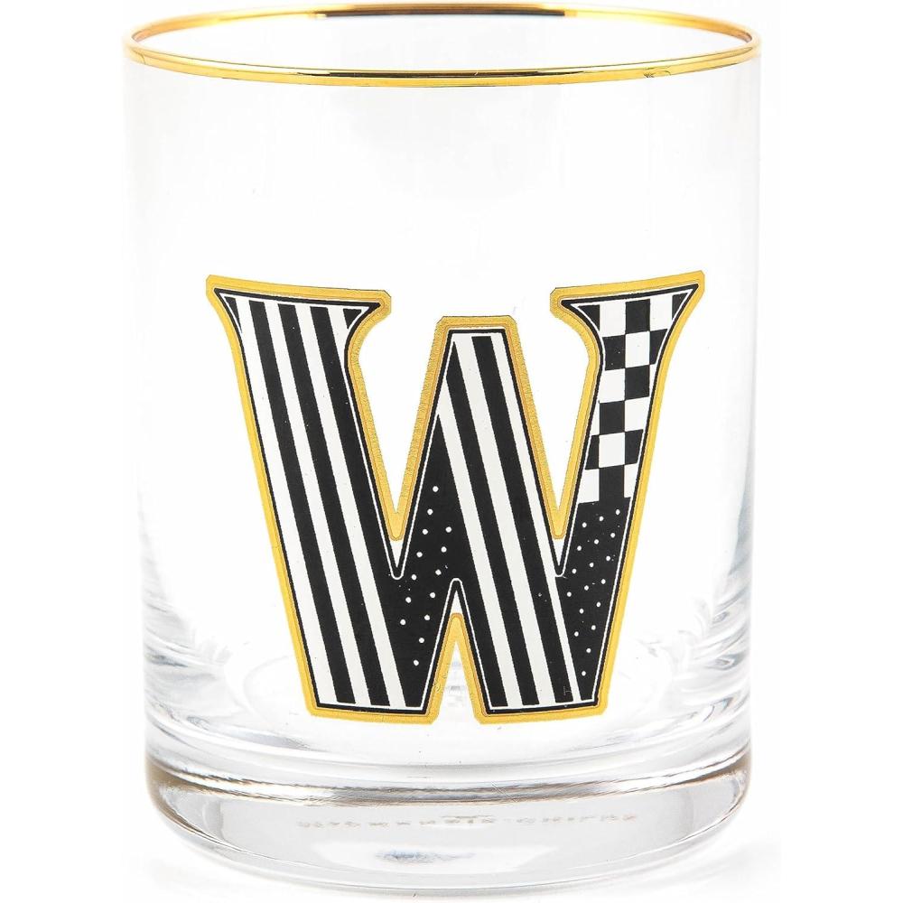 imageMACKENZIECHILDS Monogram Tumbler Glass Tumbler with Letter 14 Ounces JW