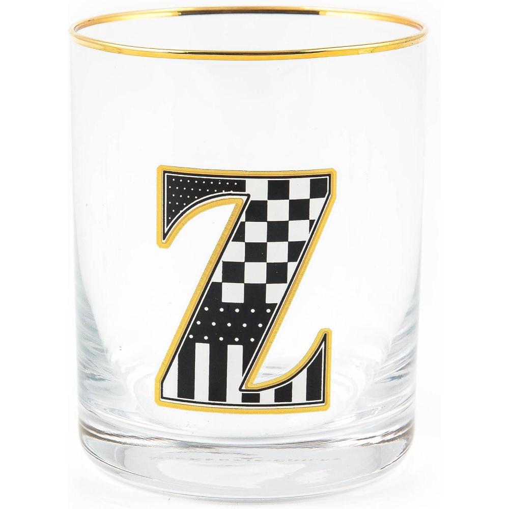 imageMACKENZIECHILDS Monogram Tumbler Glass Tumbler with Letter 14 Ounces JZ