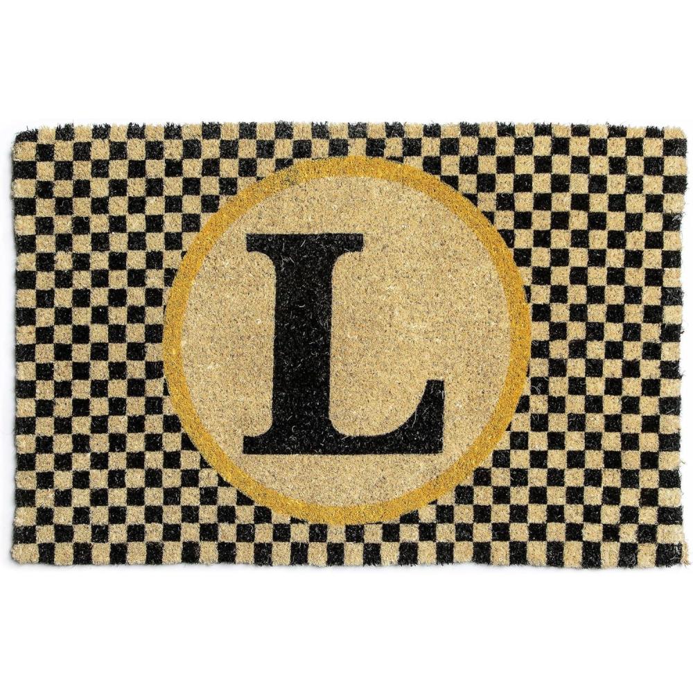 imageMACKENZIECHILDS Monogrammed Entrance Mat Monogram Welcome Mat IndoorOutdoor FrontDoor Mat DL