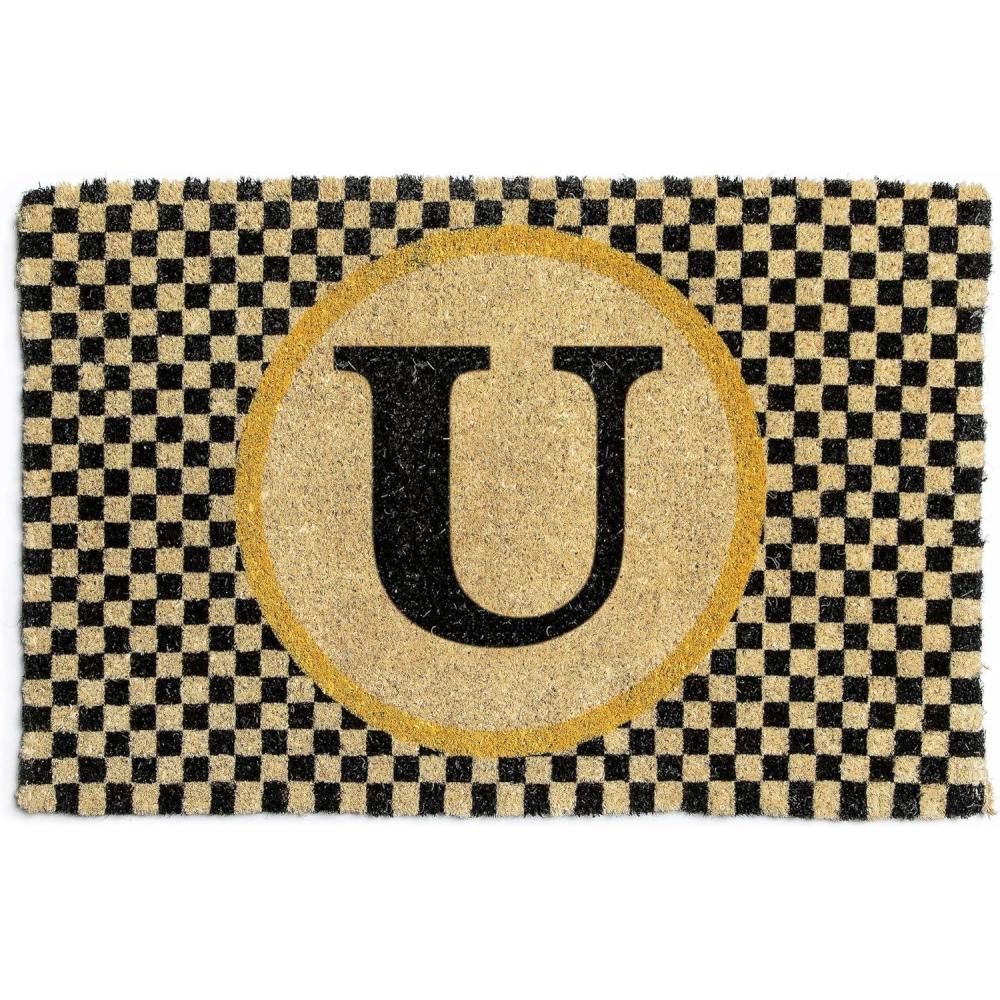 imageMACKENZIECHILDS Monogrammed Entrance Mat Monogram Welcome Mat IndoorOutdoor FrontDoor Mat DU