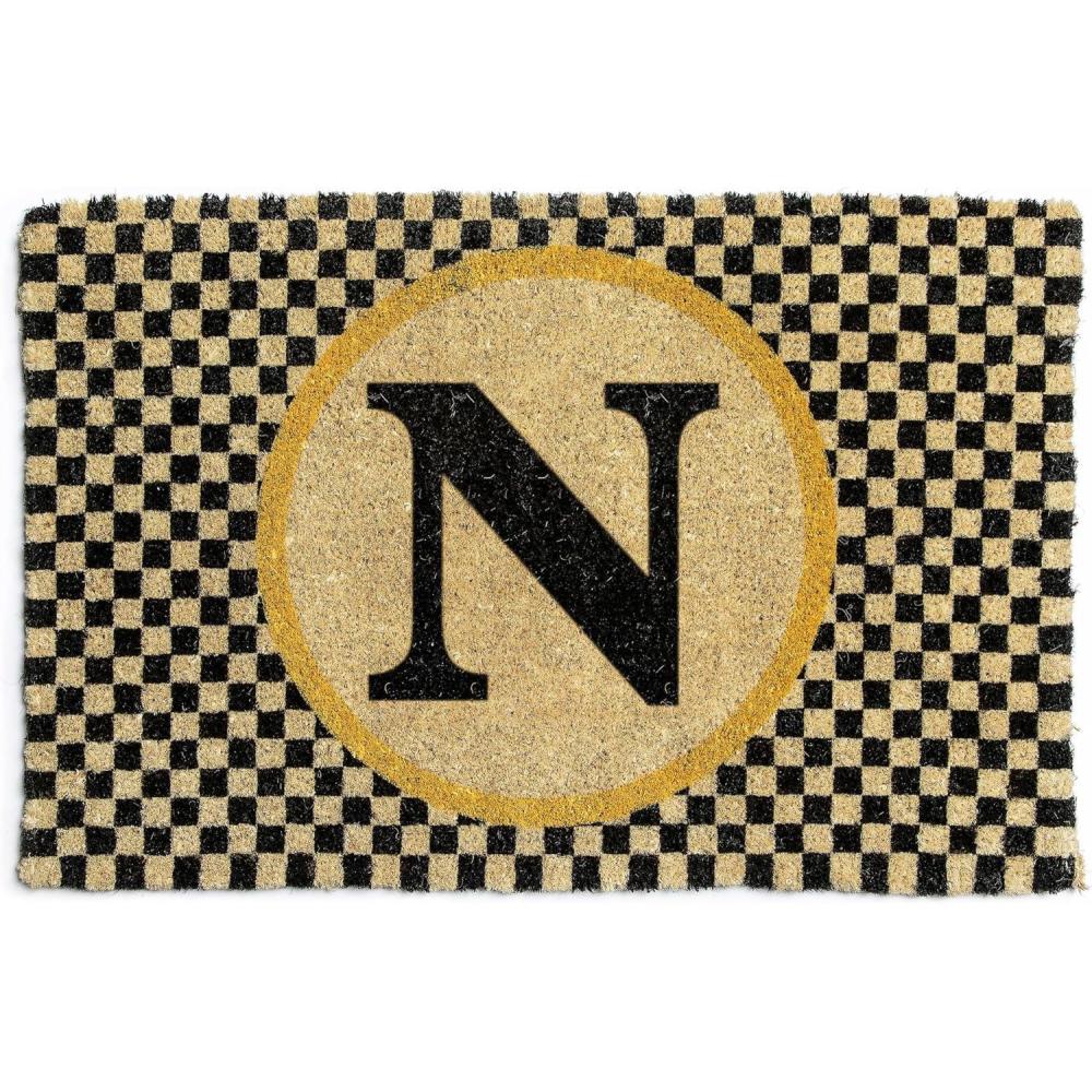 imageMACKENZIECHILDS Monogrammed Entrance Mat Monogram Welcome Mat IndoorOutdoor FrontDoor Mat YN