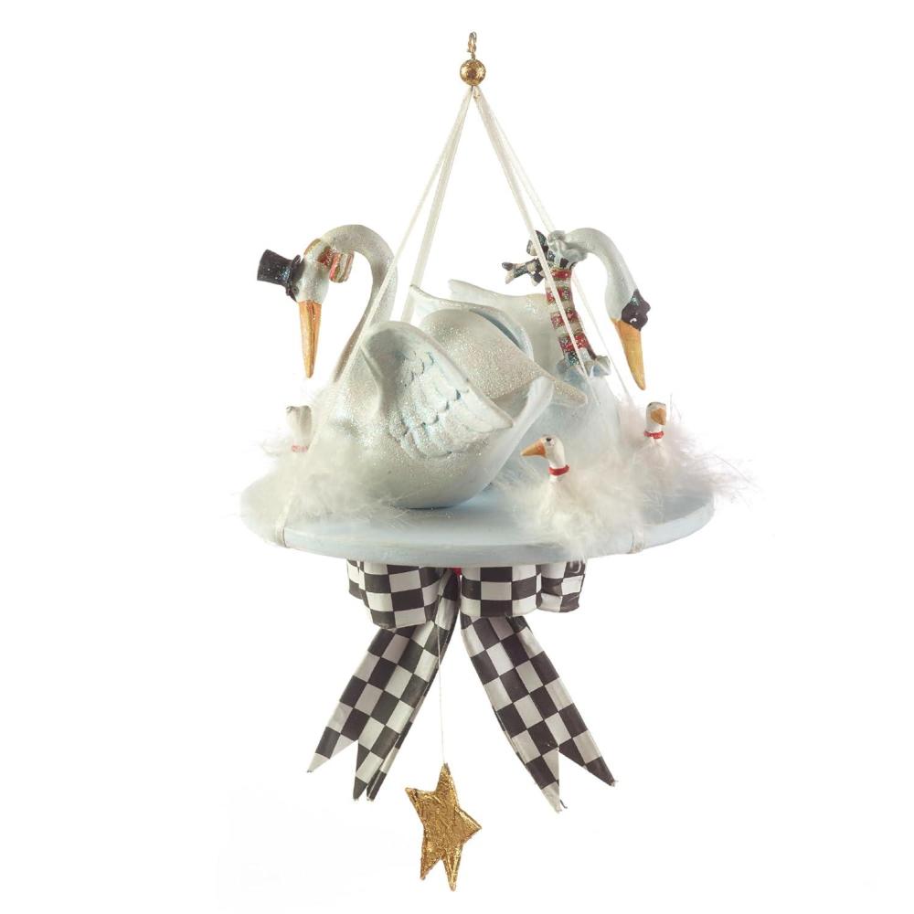 imageMACKENZIECHILDS Patience Brewster 12 Days Christmas Ornament Christmas Tree Ornament 4 Calling BirdsSwans Aswimming