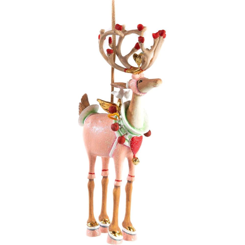imageMACKENZIECHILDS Patience Brewster Dash Away Christmas Ornament Indoor Christmas Decorations for The Christmas Tree DasherCupid Reindeer