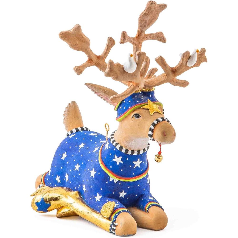 imageMACKENZIECHILDS Patience Brewster Dash Away Figurine Christmas Home Decor Mrs SantaAway Sitting Comet Reindeer