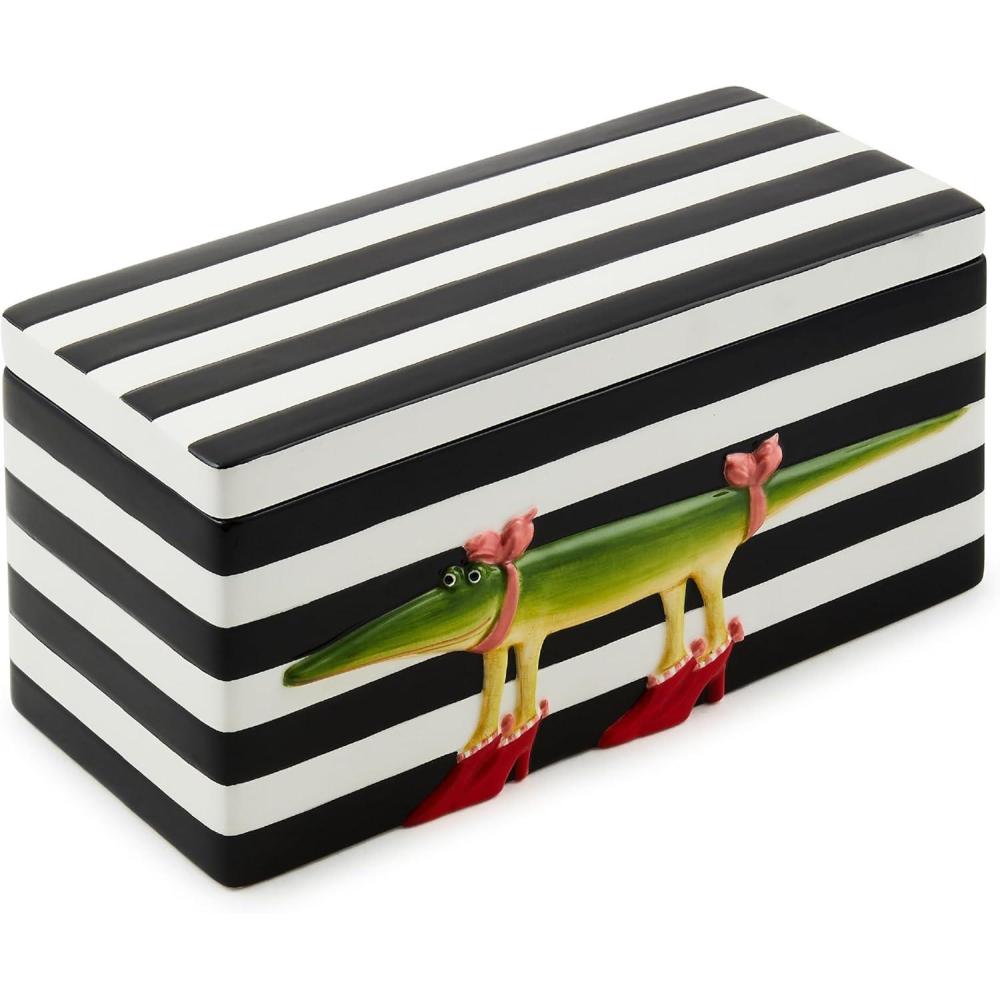 imageMACKENZIECHILDS Patience Brewster Gloria Alligator Lidded Box Cute Small Storage Box