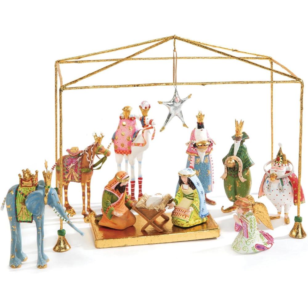 imageMACKENZIECHILDS Patience Brewster Nativity Figurine Christmas Nativity Home Decor Palm TreeMini Figures Introductory Set