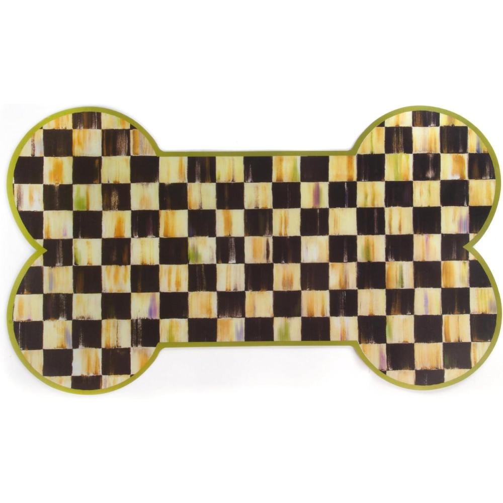 imageMACKENZIECHILDS Pup Placemat Cute PetFood Mat for Dog Bowls and Cat Bowls BlackandWhite Courtly CheckCourtly Check
