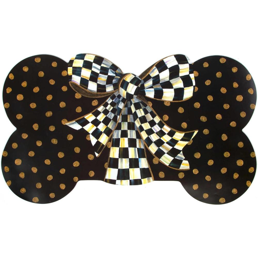 imageMACKENZIECHILDS Pup Placemat Cute PetFood Mat for Dog Bowls and Cat Bowls Courtly Bow