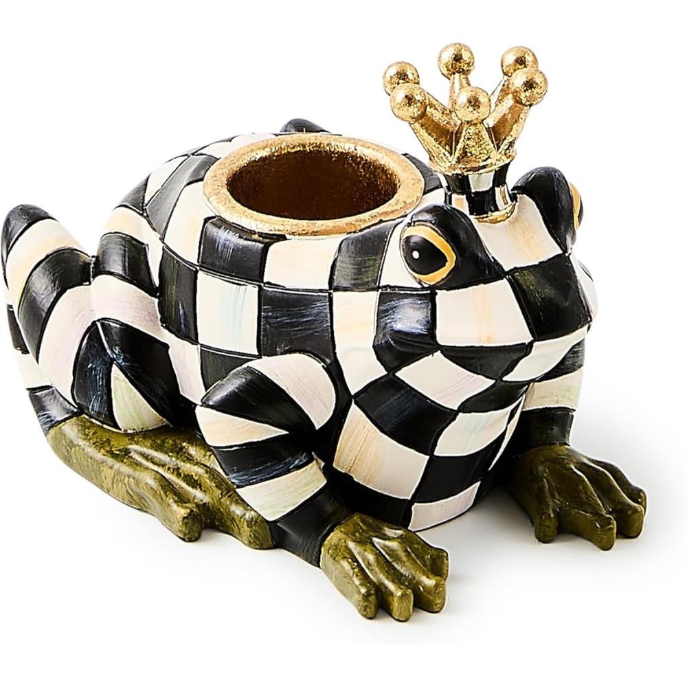 imageMACKENZIECHILDS Resin Candle Holder Cute Desk Decor and Home Decoration Frog Prince