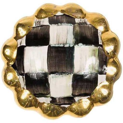 imageMACKENZIECHILDS Round Knob Decorative Drawer Pull Knob BlueandWhite Royal CheckCourtly Check