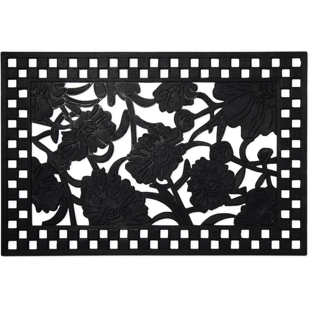 imageMACKENZIECHILDS Rubber Door Mat Decorative Outdoor Floor or Front Door Mat 36quot L x 24quot W Queen BeeDaisy