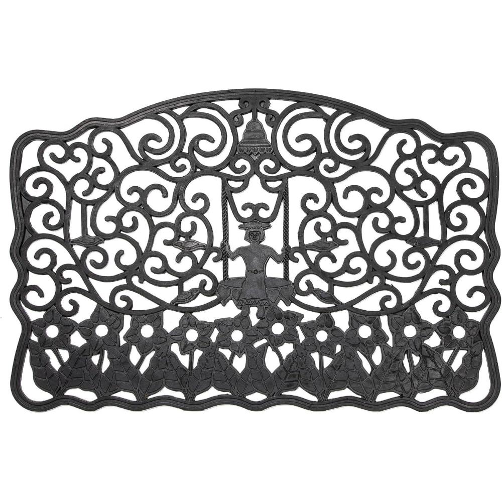 imageMACKENZIECHILDS Rubber Door Mat Decorative Outdoor Floor or Front Door Mat 36quot L x 24quot W Queen BeeMrs Powers Rubber