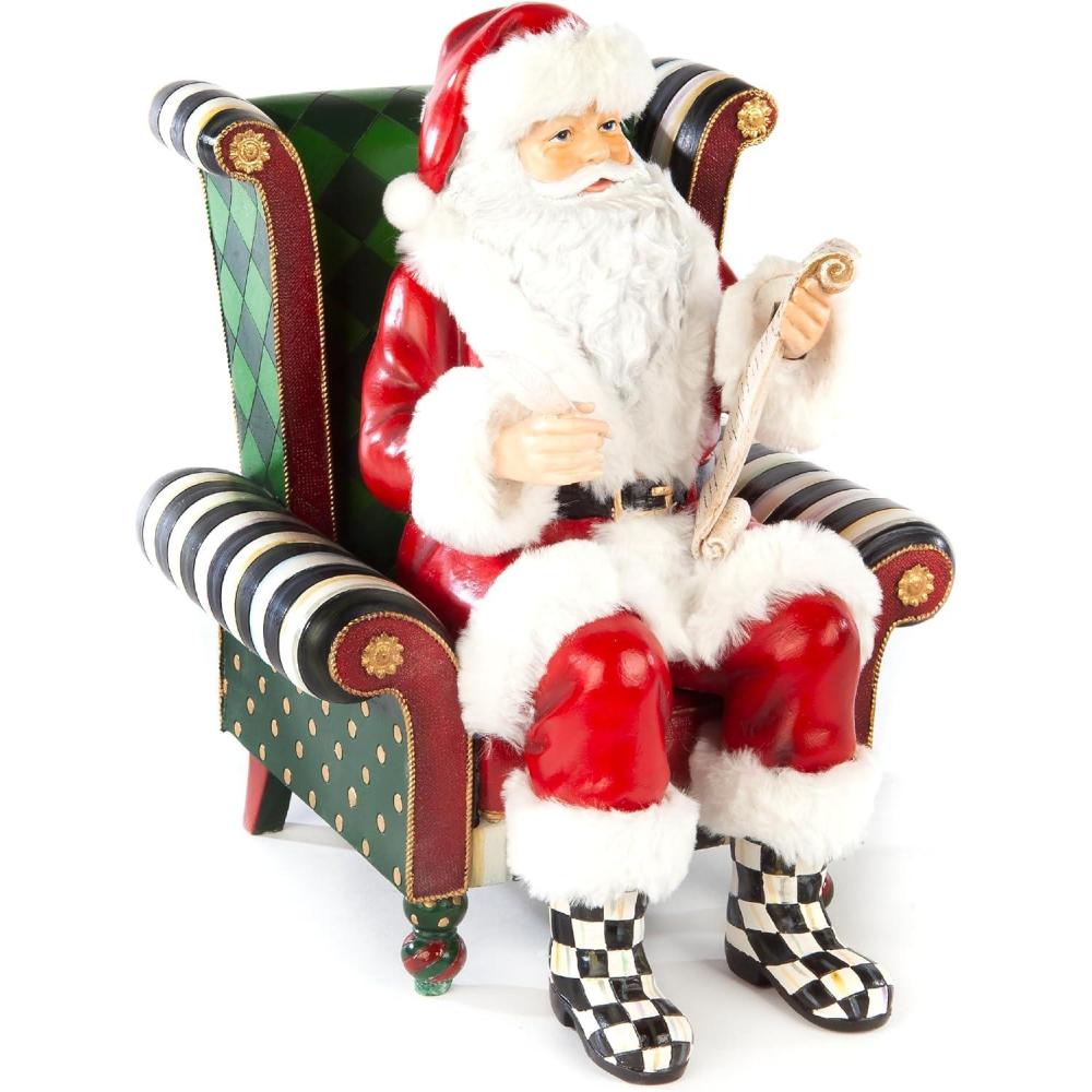 imageMACKENZIECHILDS Santa Claus Statue Christmas Santa Decor for Mantel Della Robia SugaredWish List