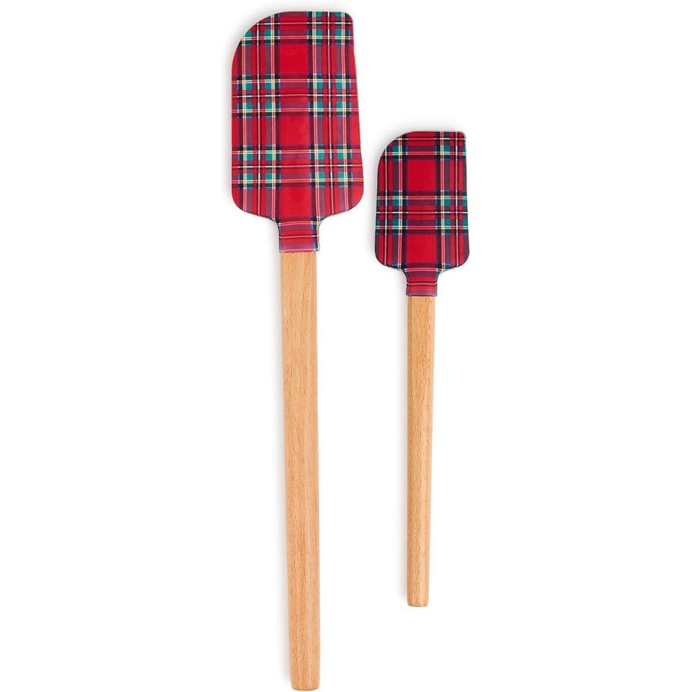 imageMACKENZIECHILDS Set of 2 Spatulas Silicone Kitchen Spatula Set Tartan Red