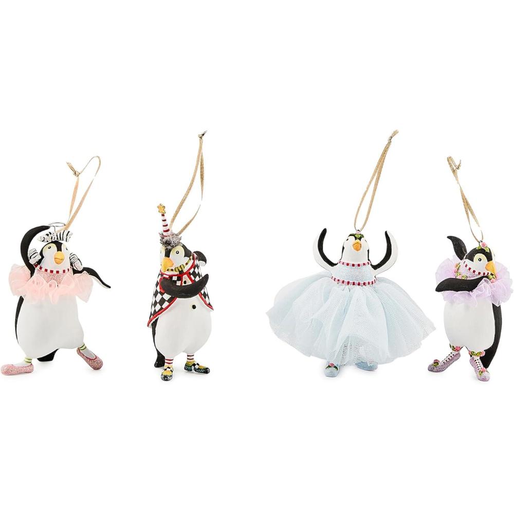 imageMACKENZIECHILDS Set of 4 Patience Brewster Penguins En Pointe Mini Christmas Ornaments Christmas Tree Decor