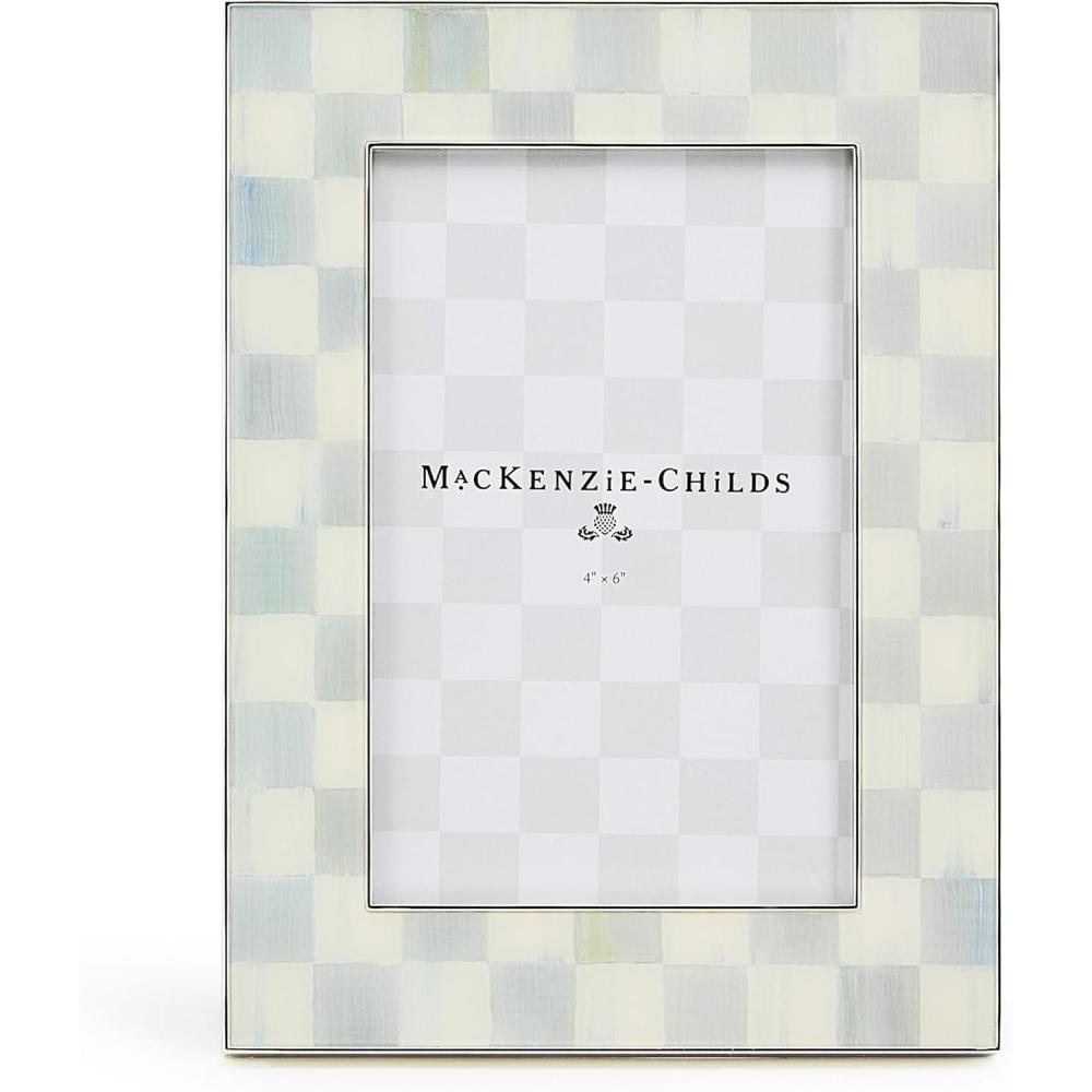 imageMACKENZIECHILDS SilverPlated 4quot x 6quot Frame Cute Tabletop Decor GrayandWhite Sterling CheckSterling Check