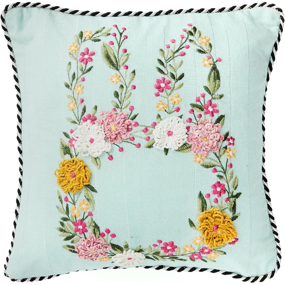 imageMACKENZIECHILDS Throw Pillow Decorative Pillow Floral Bunny