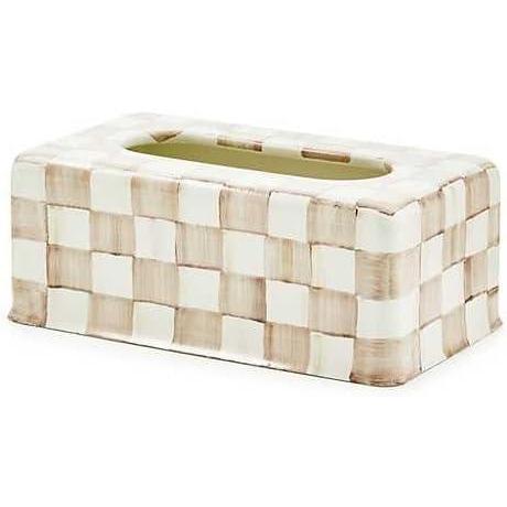 imageMACKENZIECHILDS TissueBox Cover Tissue Holder for Home Decor GrayandWhite Sterling Check RectangleMocha Check