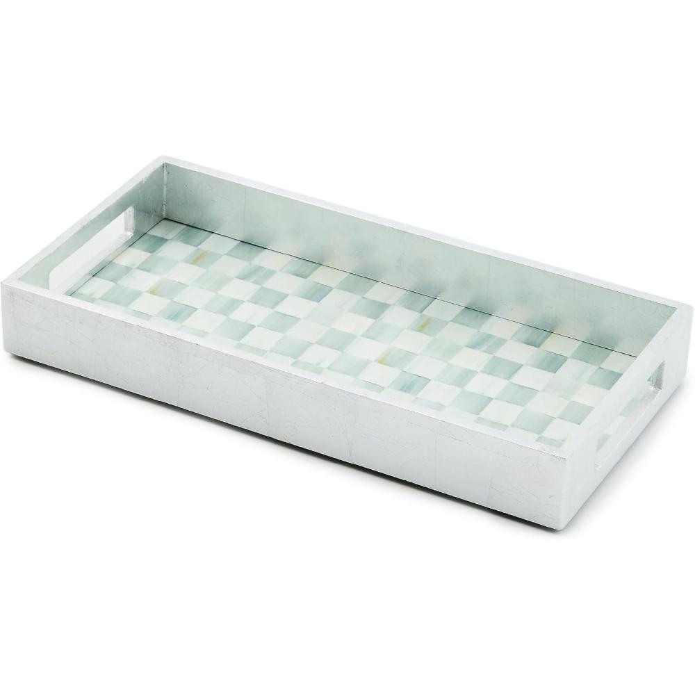 imageMACKENZIECHILDS Twilight Toile Vanity Tray with Handles Rectangular Tray for Dresser and Home DecorSterling Check