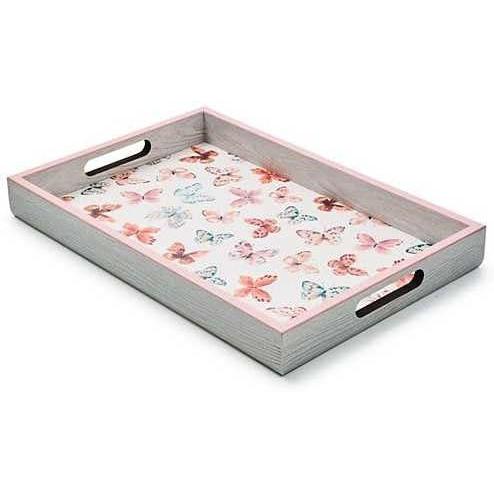 imageMACKENZIECHILDS Wooden Tray with Handles Rectangular Tray for Serving Butterfly HillButterfly Hill