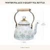 MACKENZIE-CHILDS 2-Quart Enamel Tea Kettle, Cute Tea Kettle for Stovetop, Butterfly(Winter Palace)