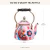 MACKENZIE-CHILDS 2-Quart Enamel Tea Kettle, Cute Tea Kettle for Stovetop, Queen Bee(Go Go)