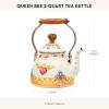 MACKENZIE-CHILDS 2-Quart Enamel Tea Kettle, Cute Tea Kettle for Stovetop, Queen Bee(Queen Bee)