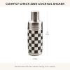 MACKENZIE-CHILDS 3260 20-Ounce Cocktail Shaker, Stainless-Steel Shaker Cup with Lid, Black-and-White Courtly Check(Courtly Check)