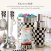 MACKENZIE-CHILDS 3260 20-Ounce Cocktail Shaker, Stainless-Steel Shaker Cup with Lid, Black-and-White Courtly Check(Courtly Check)