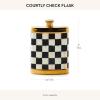 MACKENZIE-CHILDS 3260 Flask, Cute Stainless-Steel Flask, 6 Ounces, Black-and-White Courtly Check(Courtly Check)