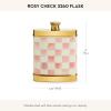 MACKENZIE-CHILDS 3260 Flask, Cute Stainless-Steel Flask, 6 Ounces, Black-and-White Courtly Check(Rosy Check)