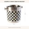 MACKENZIE-CHILDS 3260 Ice Bucket, Decorative Stainless-Steel Bucket and Ice-Cube Bin, Black-and-White Courtly Check(Courtly Check)