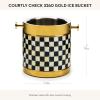 MACKENZIE-CHILDS 3260 Ice Bucket, Decorative Stainless-Steel Bucket and Ice-Cube Bin, Black-and-White Courtly Check(Courtly Check Gold)