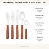 MACKENZIE-CHILDS 5-Piece Everyday Place Setting, Dishwasher-Safe Flatware Set, Black(Leather)
