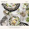 MACKENZIE-CHILDS 5-Piece Flatware Set, Cute Silverware Set with Salad Fork, Dinner Fork, Knife, Spoon, and Teaspoon, Gold Check(Check)