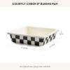 MACKENZIE-CHILDS 8-Inch Enamel Baking Pan, Metal Oven Pan for Baking, Black-and-White Courtly Check