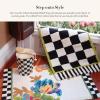 MACKENZIE-CHILDS Bath Rug, Bath Mat for Bathroom Use, Cotton Rug, Black-and-White Courtly Check(Black and White)