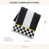 MACKENZIE-CHILDS Bath Towel, Cute Decorative Bathroom Towel, Blue-and-White Royal Check(Courtly Stripe)