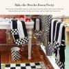 MACKENZIE-CHILDS Bath Towel, Cute Decorative Bathroom Towel, Blue-and-White Royal Check(Courtly Stripe)